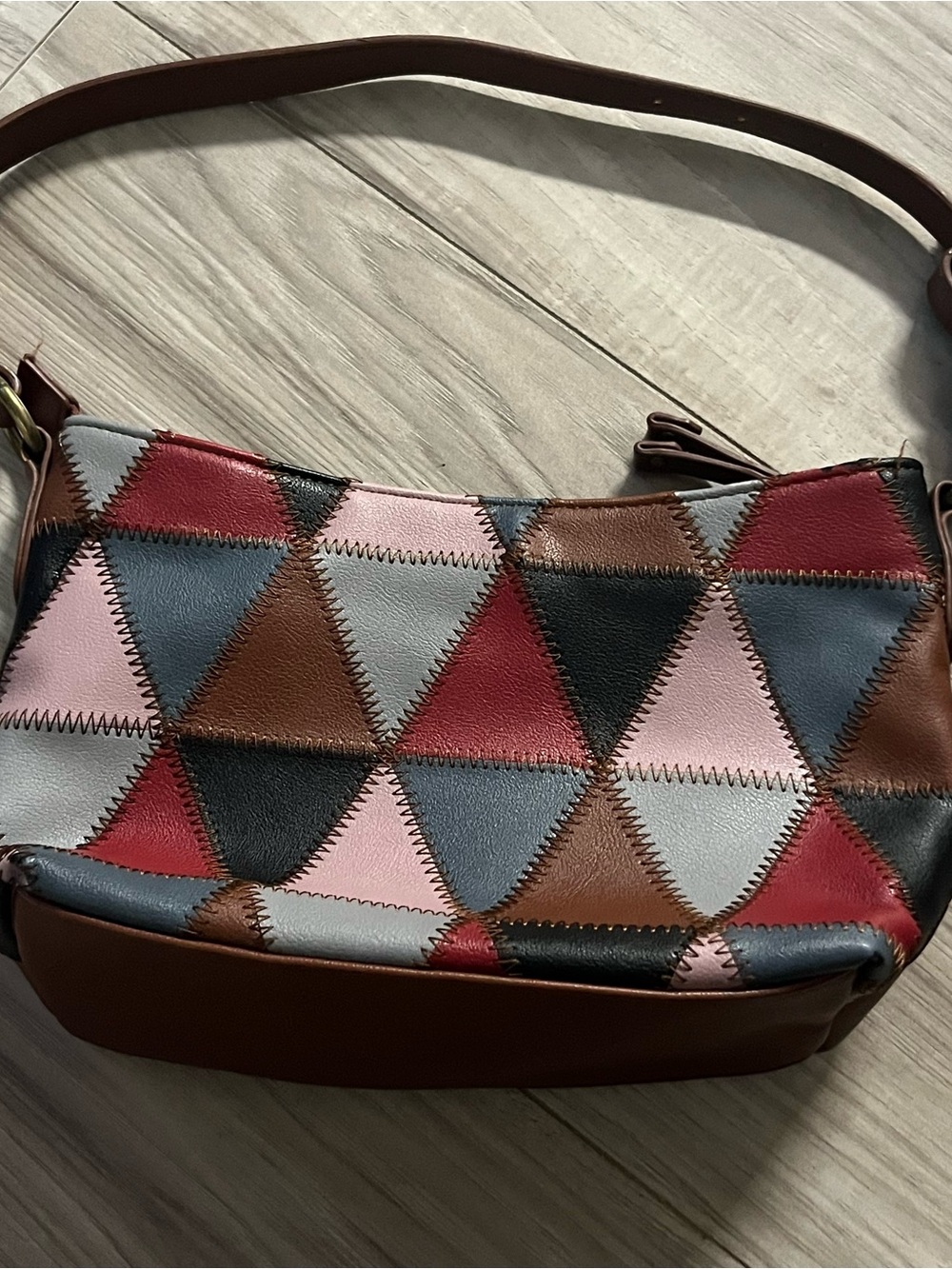 FRYE AND CO. Multicolor Patchwork Triangle Shoulder Bag